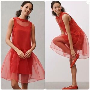 Anthropologie Vibrant Red Mini Dress